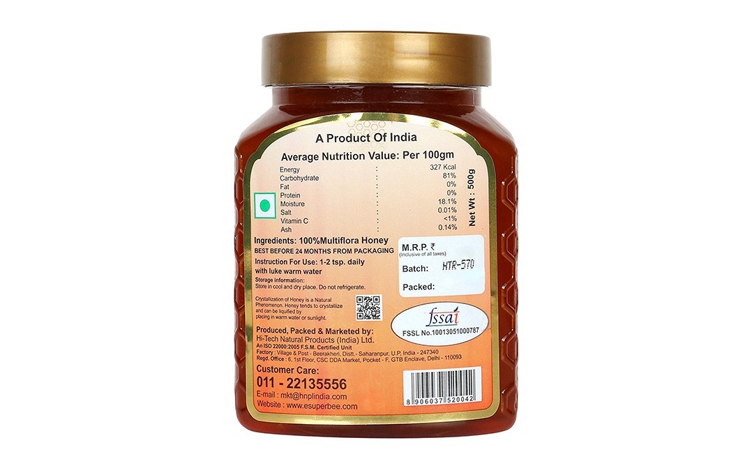 Superbee Multiflora Honey    Plastic Jar  500 grams